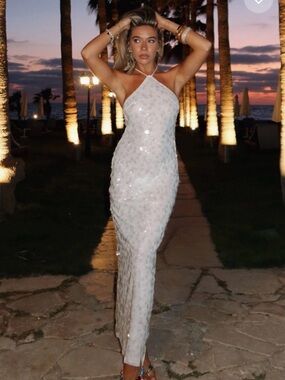 white fox sequin dress Need A Miracle Long Sleeve Glitter Mini Dress Champagne